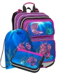 Dívčí školní batoh pro prvňáčky v setu s penálem a sáčkem Bagmaster Galaxy 9 C